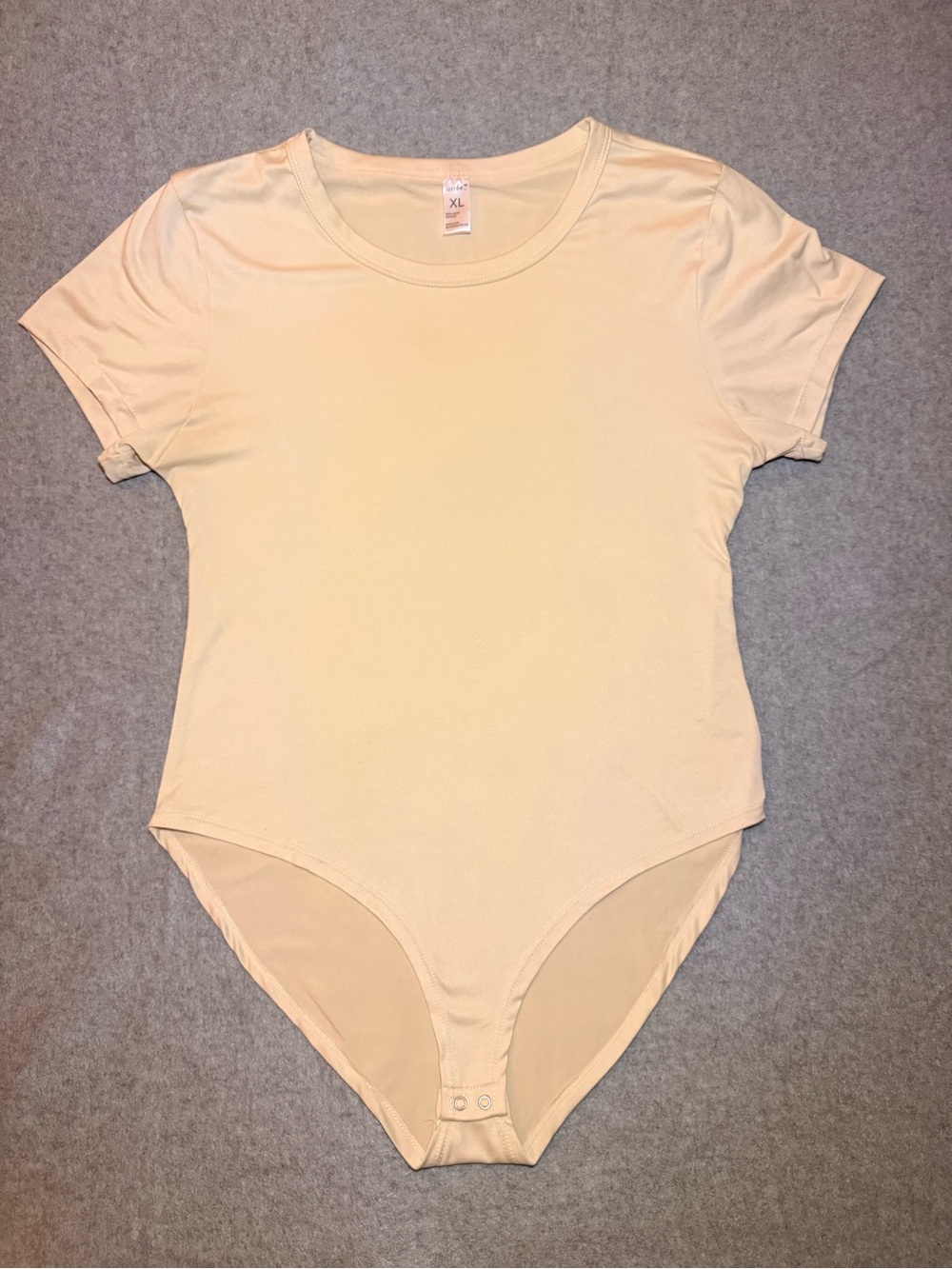 Just Be Nude Beige Short Sleeve Snap Bodysuit XL Stretchy Fitted